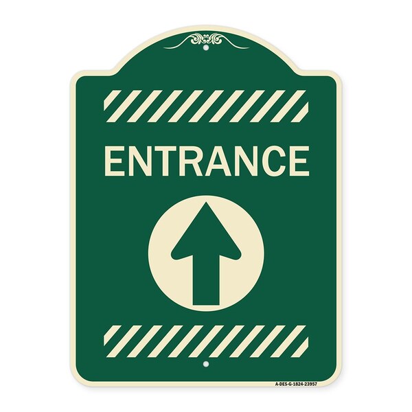 Signmission Flex Post Entrance W/ Straight Ahead Arrowfor Flex Paddle Alum Sign, 18" L, 24" H, G-1824-23957 A-DES-G-1824-23957 - main